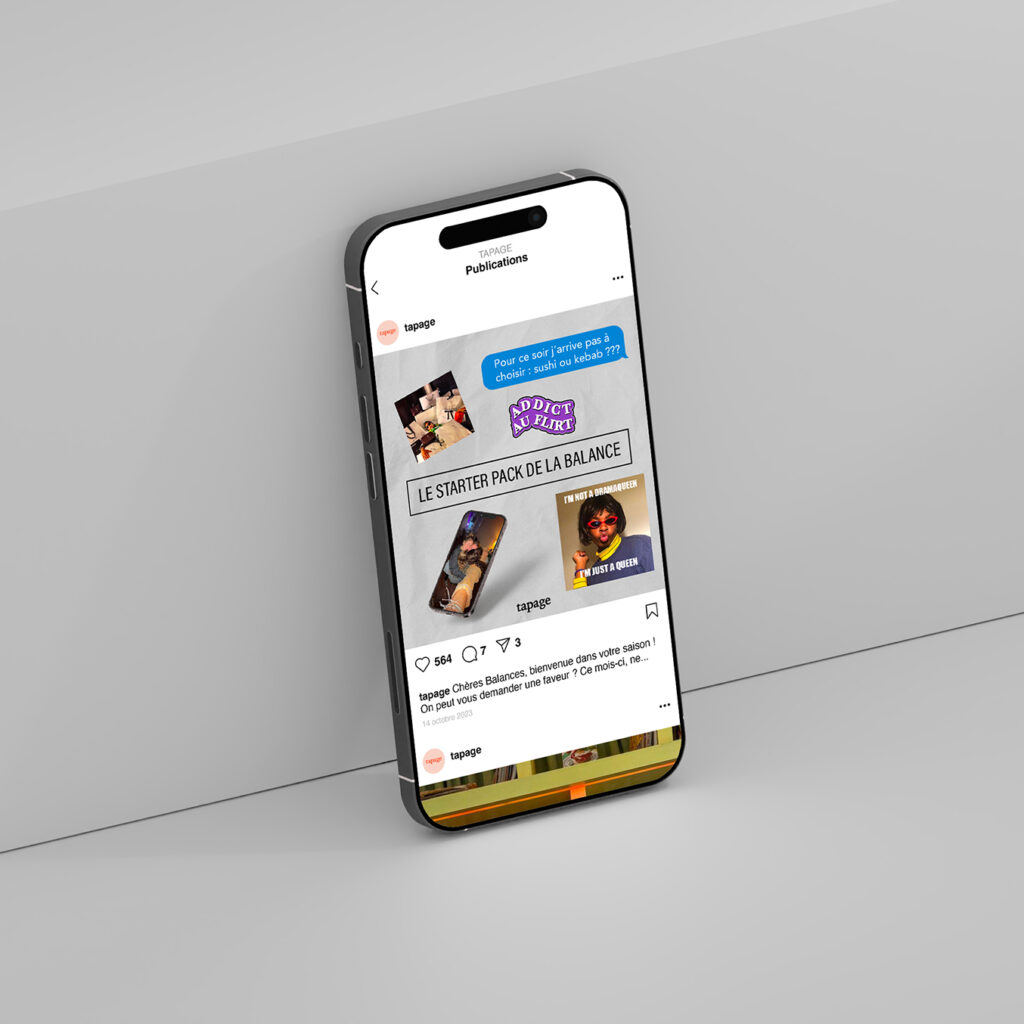 Projet Tapage & Boldie : post instagram de Tapage qui présente la personnalité des signes astro Balance
