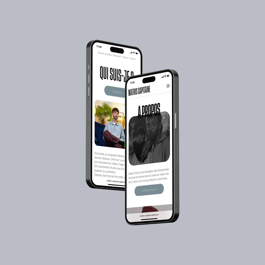 page d'accueil du site web en version mobile