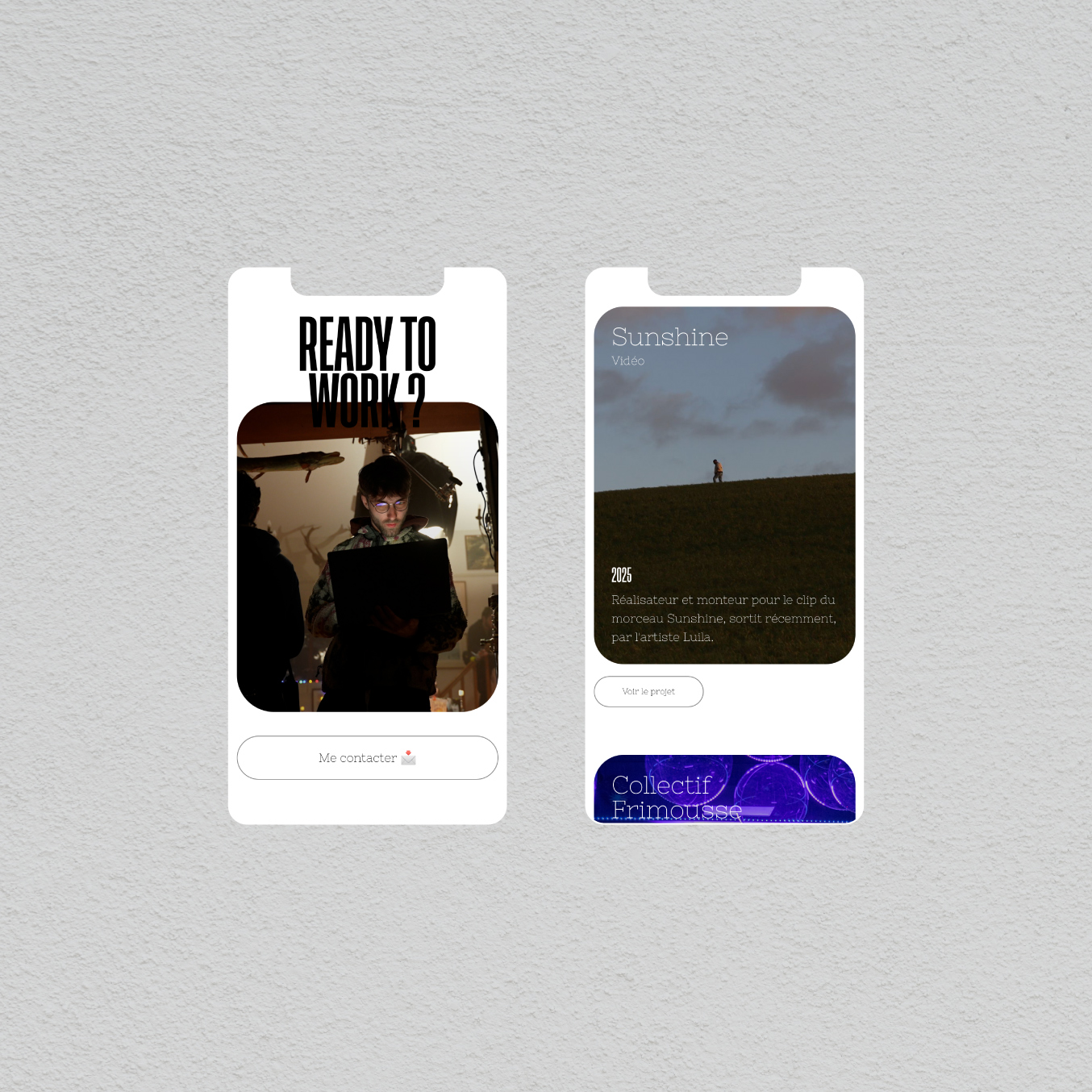 Projet mathis capitaine : section du site en version téléphone