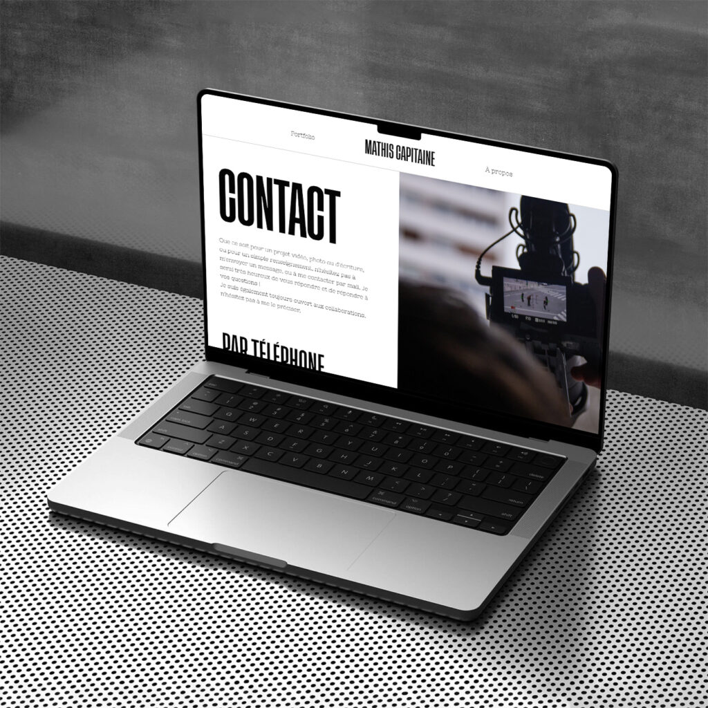 Projet mathis capitaine : page "contact" du site web en version ordinateur