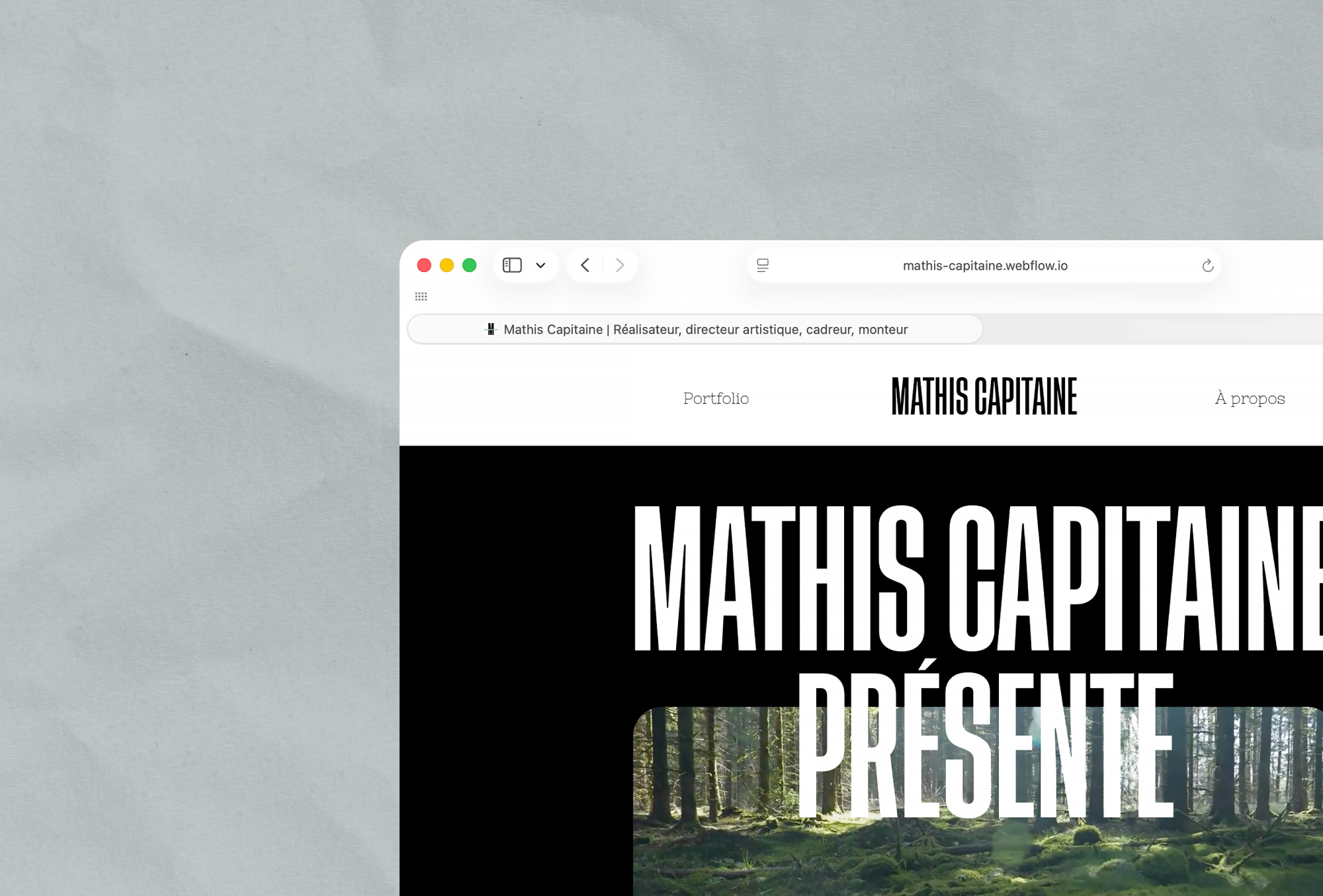 Projet mathis capitaine : site web ouvert dans le navigateur Safari